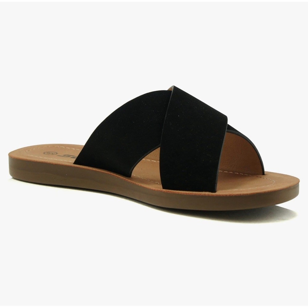 Black Slide Sandals Sz 7.5 Spring summer boho folk indie quiet luxury Classi NWT